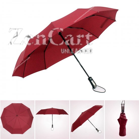 Dollshouse 60MPH Windproof Umbrella 10 Ribs Compact Travel Umbrella Auto Open Close Umbrellas - Click Image to Close