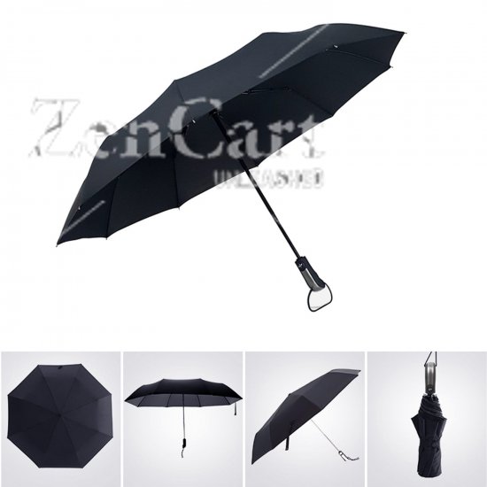 Dollshouse 60MPH Windproof Umbrella 10 Ribs Compact Travel Umbrella Auto Open Close Umbrellas - Click Image to Close